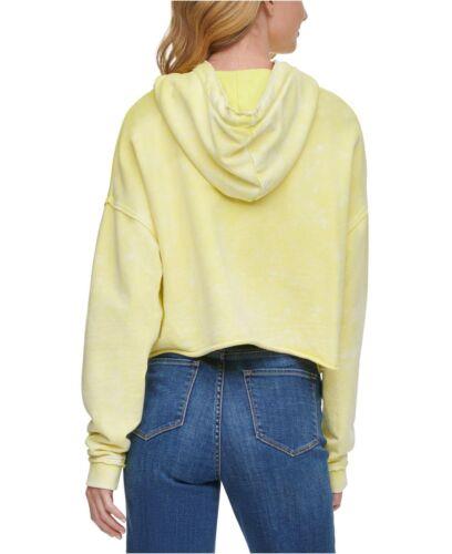 fB[P[GkC DKNY Womens Yellow Cotton Hooded Printed Sweatshirt XS fB[X