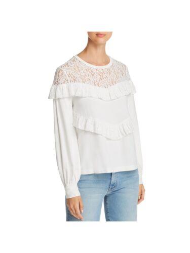MARLED REUNITED CLOTHING Womens White Lace-yoke Cuffed Sleeve Sweatshirt M fB[X