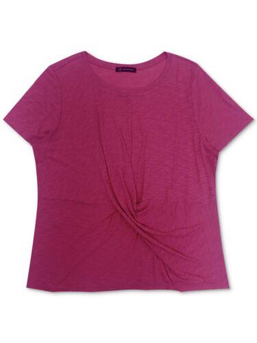 INC Womens Pink Twist Front Short Sleeve T-Shirt Plus Size: 3XL レディース