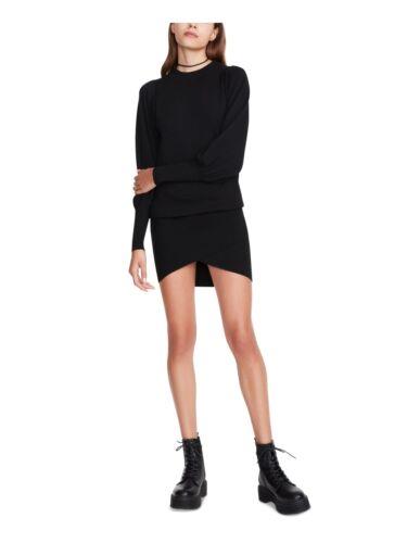 ベッツィージョンソン BETSEY JOHNSON Womens Black Knit Pullover Crossover Hem Mini Sweater Dress XS レディース