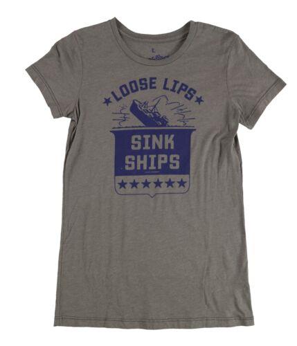 Local Celebrity Womens Loose Lips Sink Ships Graphic T-Shirt レディース