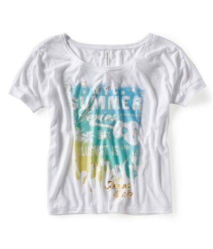 Aeropostale Womens Summerfest Dolman Graphic T-Shirt White Medium レディース