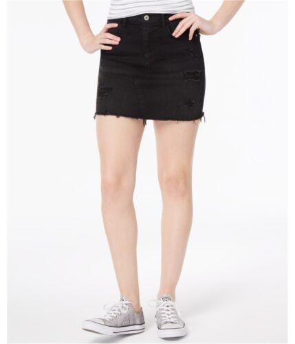 X^[ Vanilla Star Womens Ripped Denim Mini Skirt Black 5 fB[X