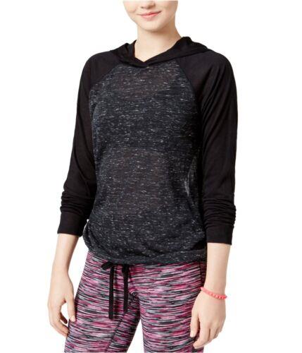 Material Girl Womens Space-Dyed Hoodie Sweatshirt Black XX-Large fB[X