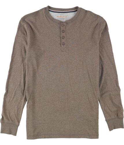 ウォータープルーフ Weatherproof Mens Brushed Jersey Henley Shirt Brown Small メンズ