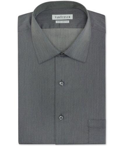 Van Heusen Mens Wrinkle Free Button Up Dress Shirt blackpepper 14.5 メンズ