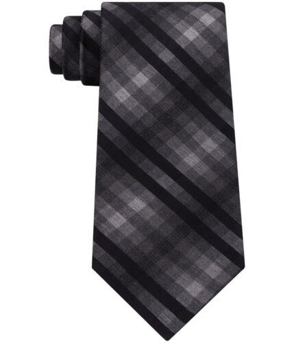 PlXR[ Kenneth Cole Mens Grid Self-tied Necktie Black One Size Y