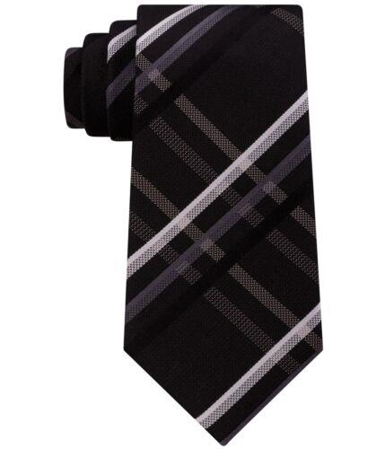 PlXR[ Kenneth Cole Mens Grid Self-tied Necktie Black One Size Y