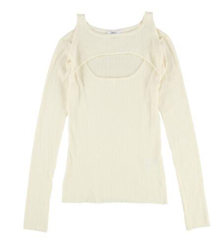 bar III Womens Cutout Ribbed Pullover Sweater Off-White Medium fB[X