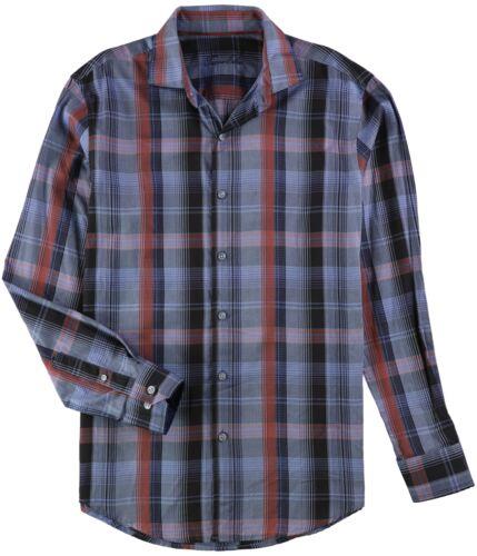 Tasso Elba Mens Plaid Button Up Shirt Blue Small メンズ