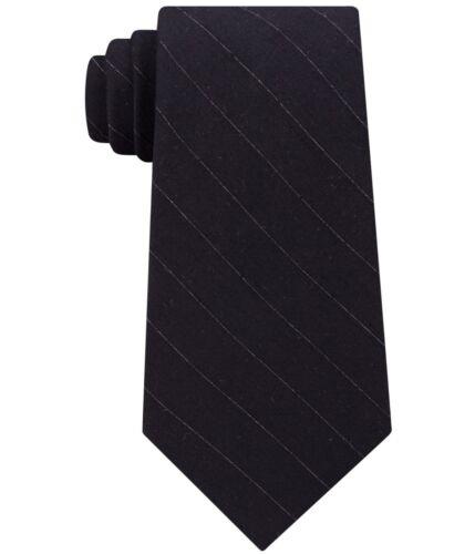 JoNC Calvin Klein Mens Metallic Pinstripe Self-tied Necktie Black One Size Y