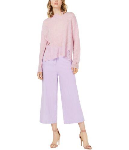 J.O.A. Womens Destructed Mock Neck Pullover Sweater Pink Medium fB[X