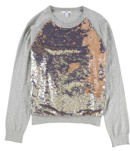 bar III Womens Sequined Pullover Sweater Grey Medium fB[X