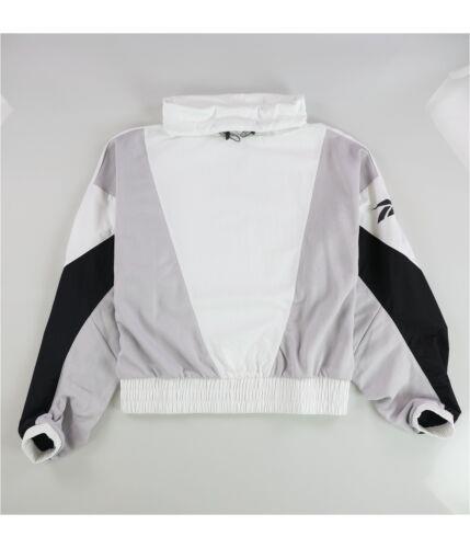 [{bN Reebok Womens Colorblock Pullover Sweatshirt White Small fB[X