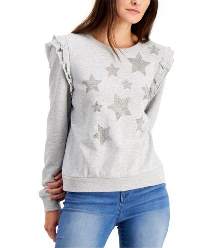 I-N-C Womens Ruffled Star Sweatshirt Grey X-Large レディース