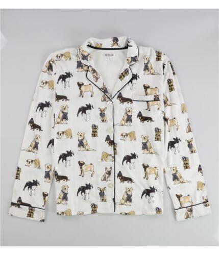 PJ Studio Womens Dogs Button Down Pajama Shirt White Medium レディース