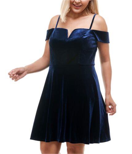 City Studio ファッション ドレス City Studio Womens Velvet Off-Shoulder Dress カラー:Blue■ご注文の際は、必ずご確認ください。※こちらの商品は海外からのお取り寄せ商品となりますの...
