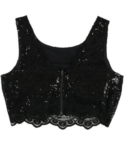 City Studio Womens Embellished Floral Pullover Blouse Black 11 レディース