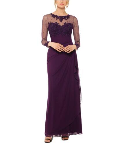 XSCAPE Womens Embellished Gown Dress Purple 12P ǥ
