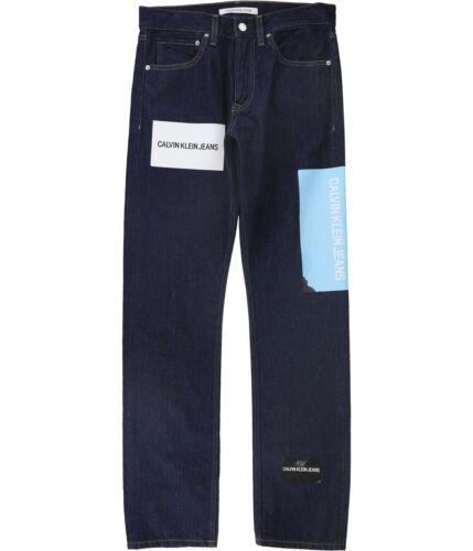 カルバンクライン Calvin Klein Mens Logo Print Straight Leg Jeans Blue 30W x 32L メンズ