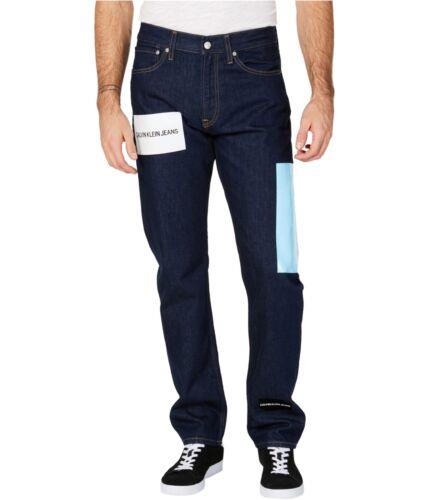 カルバンクライン Calvin Klein Mens Logo Print Straight Leg Jeans Blue 34W x 32L メンズ