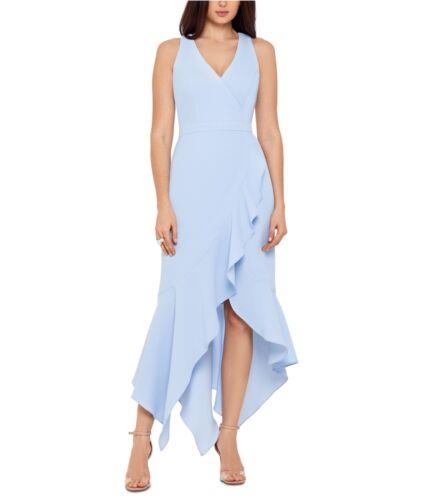 XSCAPE Womens Handkerchief-Hem Gown Slit Dress Blue 10 ǥ