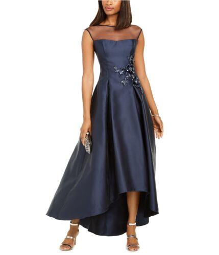 Adrianna Papell Womens Illusion High-Low Dress Blue 6 ǥ