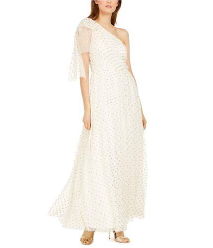 エリザジェイ Eliza J Womens Glitter Polka Dot Asymmetrical Dress Off-White 14 レディース
