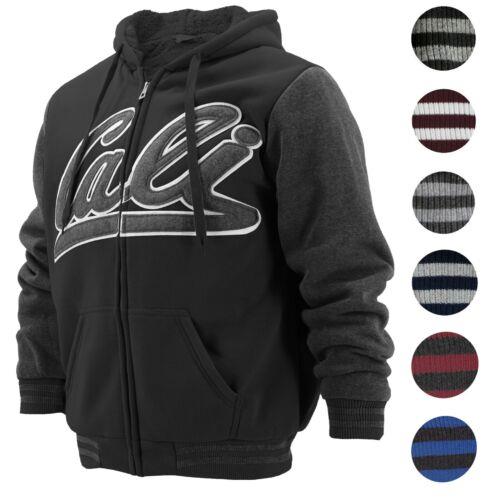 vkwear Men's Athletic California Graphic Sherpa Fleece Lined Cali Zip Up Hoodie Jacket 