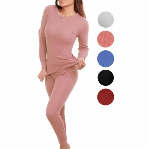 Therma Tek Women 039 s Cotton Waffle Knit Thermal Underwear Stretch Shirt Pants 2pc Set レディース