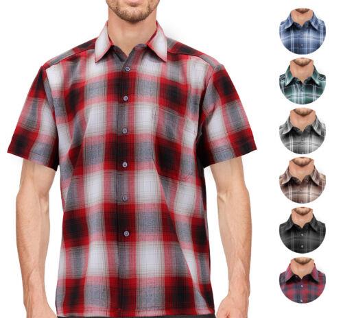 vkwear Men's Classic Western Short Sleeve Button Down Casual Plaid Outdoor Shirt メンズ