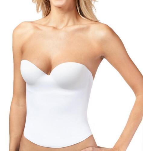 Misty Intima Women's Padded Push Up Shapewear Waist Slimming Strapless White Corset 34C レディース