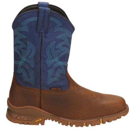 ȥˡ Tony Lama Roustabout 11 Inch Waterproof Steel Toe Work Mens Blue Brown Work Sa 