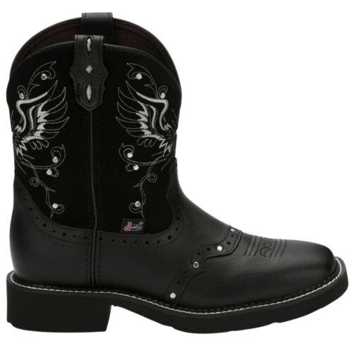 ジャスティン ジャスティン Justin Boots Mandra Embroidery Studded 8 Square Toe Cowboy Womens Black Casual レディース