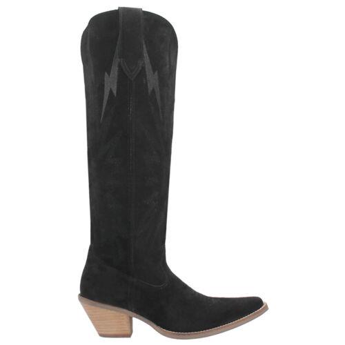 ǥ Dingo Thunder Road Embroidered Snip Toe Cowboy Womens Black Casual Boots DI597- ǥ