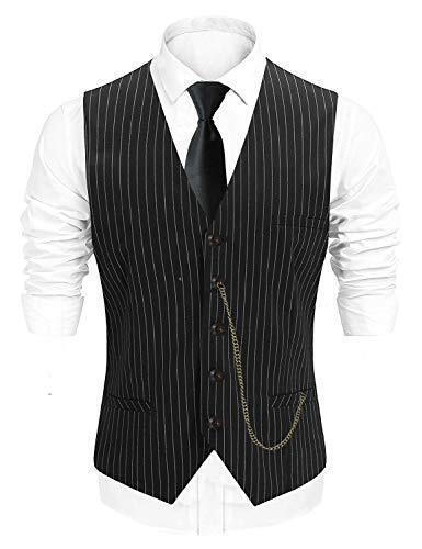EFORLED 1920s Mens Costume Fedora Hat Gatsby Gangster Vest Vintage Pocket Y