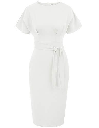 JASAMBAC White Business Dresses for Women Vintage Slim Fit Bodycon Pencil Dress レディース