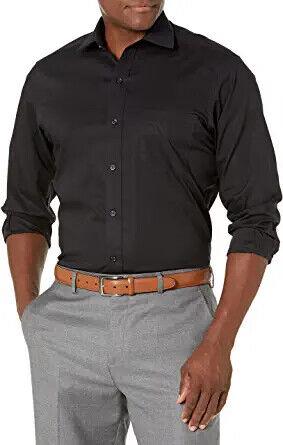 Buttoned Down Mens Classic Fit Stretch Poplin Dress Shirt Supima Cotton (Black) メンズ