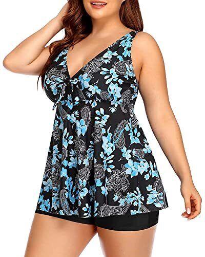 Yonique Two Piece Plus Size Tankini Swimsuits for Women Flowy Bathing Suits レディース