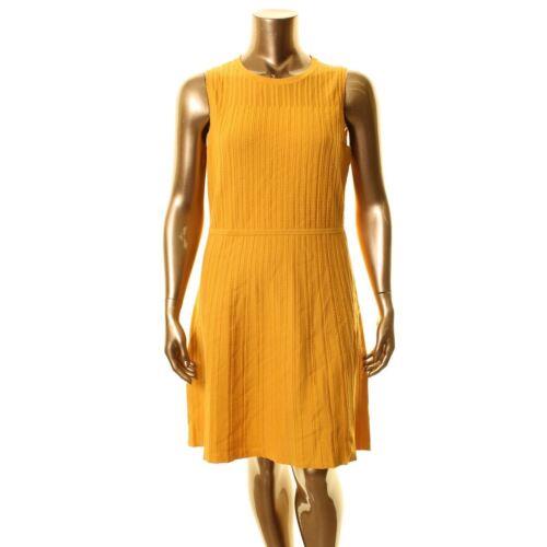 Anne Klein アンクライン ANNE KLEIN NEW Women s Cezanne Yellow Textured Fit & Flare Sweater Dress M TEDO レディース