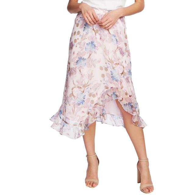 Vince Camuto BX VINCE CAMUTO Women's Floral Chiffon Ruffled Pull On Asymetrical Skirt TEDO fB[X