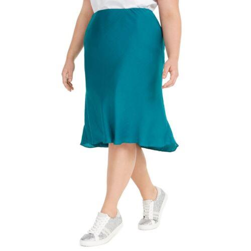 Inc INC Women's Plus Size Satin Pull On Flounce Straight Skirt TEDO fB[X
