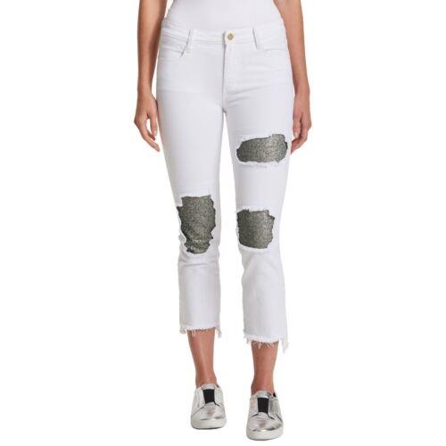 楽天サンガディーケーエヌワイ DKNY NEW Women's White Sequined Step Raw-hem Capri Cropped Jeans 31 TEDO レディース