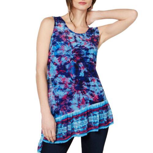 INC Women's Multi Color Printed Asymmetrical 2 In 1 Tank Tunic Shirt Top XS TEDO レディース