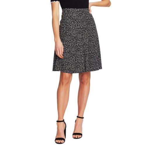 Cece CECE NEW Women's Black/gray Leopard-print Knit A-Line Skirt 14 TEDO fB[X