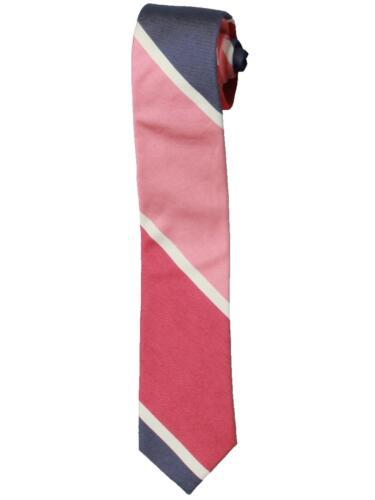 Calvin Klein JoNC Clavin Klein Men's Silk Cotton Stripe Skinny Neck Tie Pink Size Regular Y