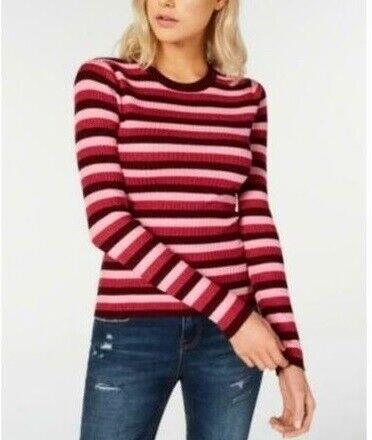 Hooked Up By Iot Juniors' Shine Striped Rib-Knit Sweater Red Size Extra Small fB[X