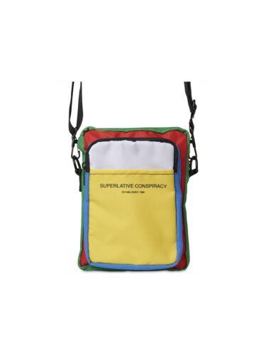 WESC Men's Red Nylon Color Block Crossbody Handbag メンズ
