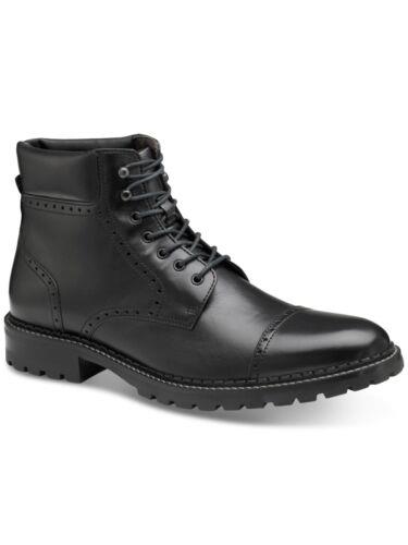 ジョンストンアンドマーフィー JOHNSTON & MURPHY Mens Black Brogue Garrison Cap Block Heel Boots Shoes 11.5 M メンズ