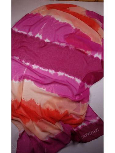 JoNC CALVIN KLEIN Womens Pink Eyelash Fringe Logo Lightweight Scarf fB[X